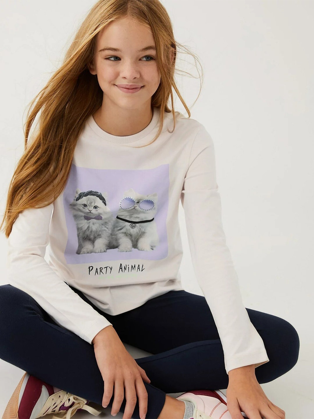 

Marks & Spencer Girl Cream-Coloured Print Top