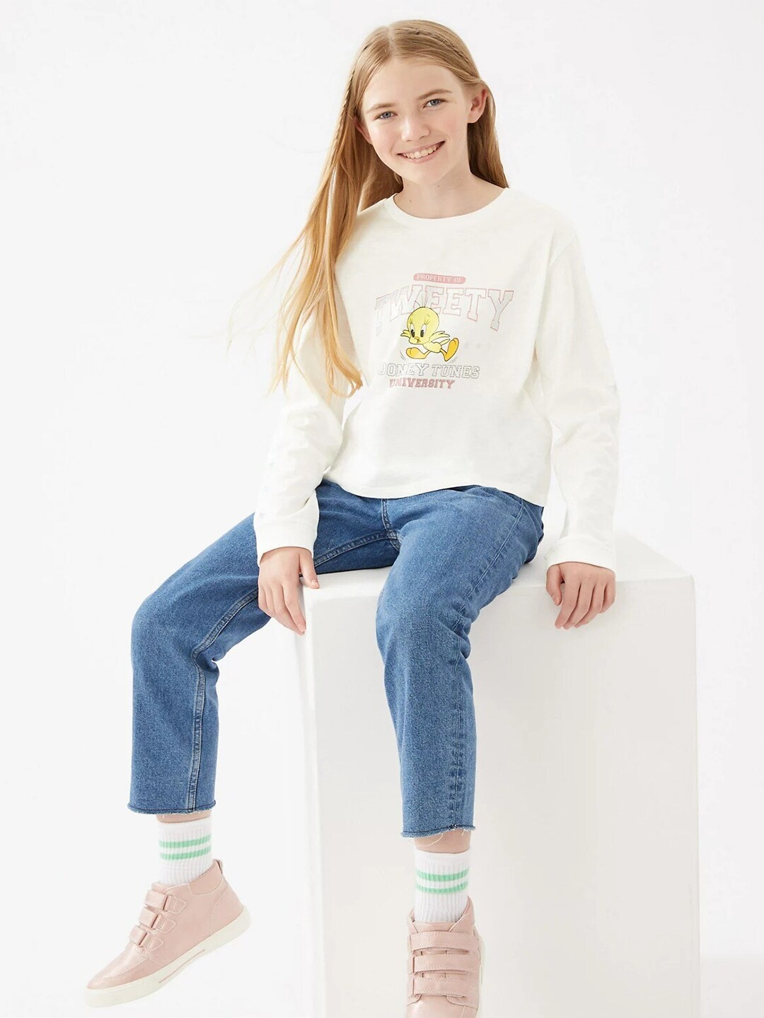 

Marks & Spencer Girls White Print Pure Cotton Top