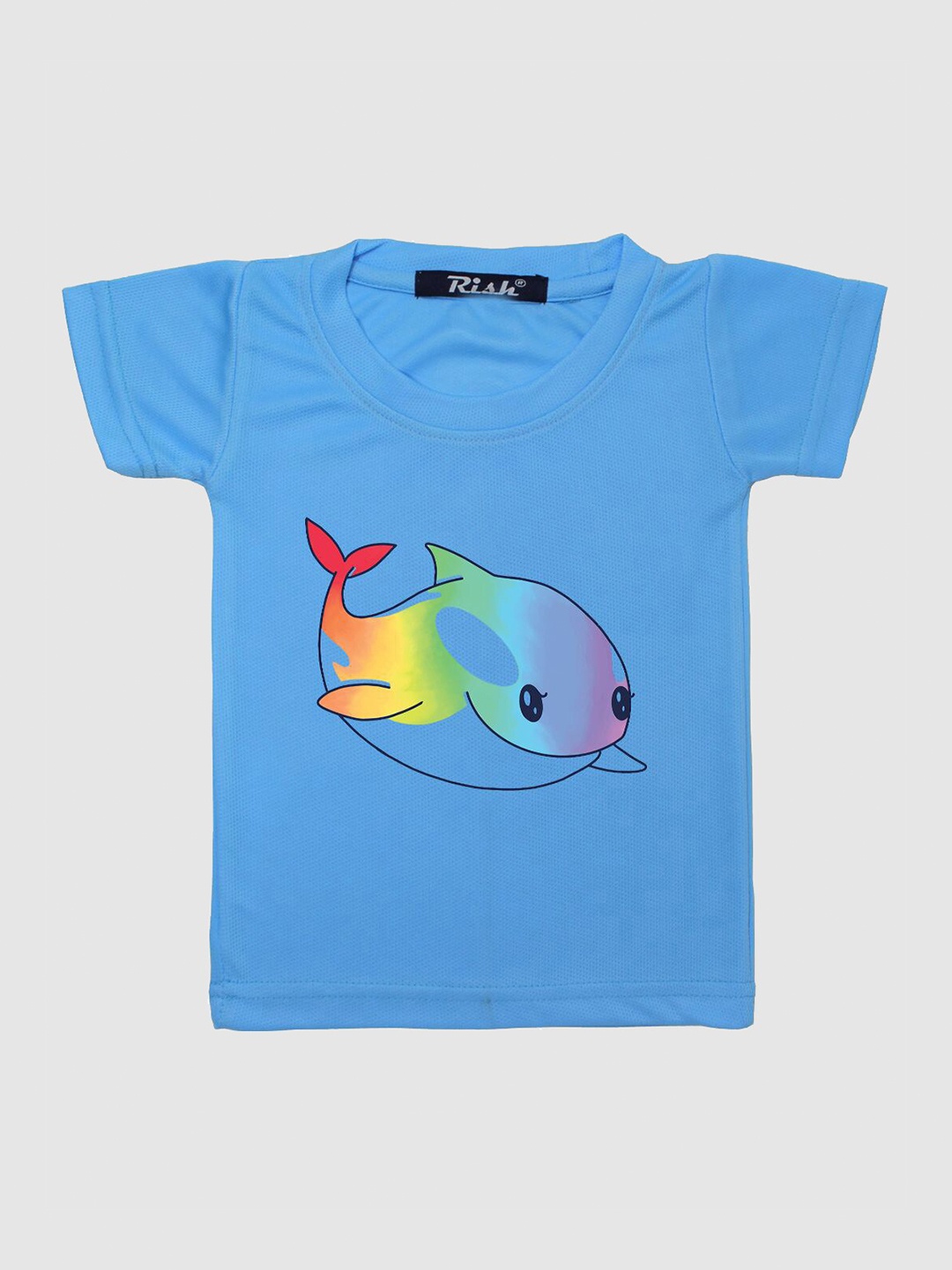 

RISH Boys Blue & Yellow Rainbow Killer Whale Printed Oversized T-shirt