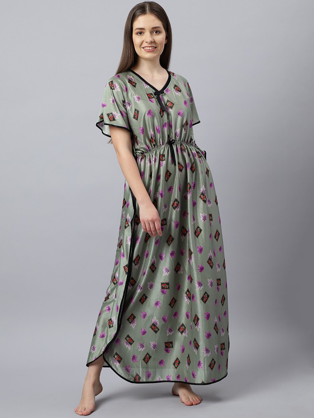 

Bailey sells Women Grey Printed Maxi Kaftan Nightdress