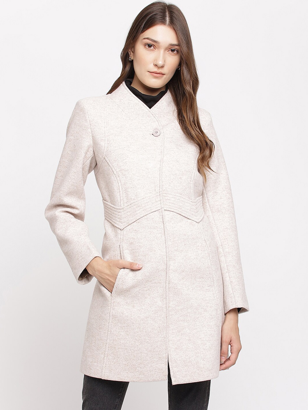 

Latin Quarters Women Beige Solid Coats