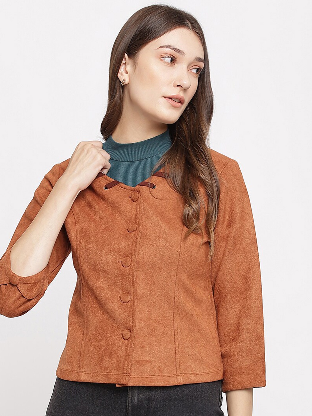 

Latin Quarters Brown Solid Shirt Style Top