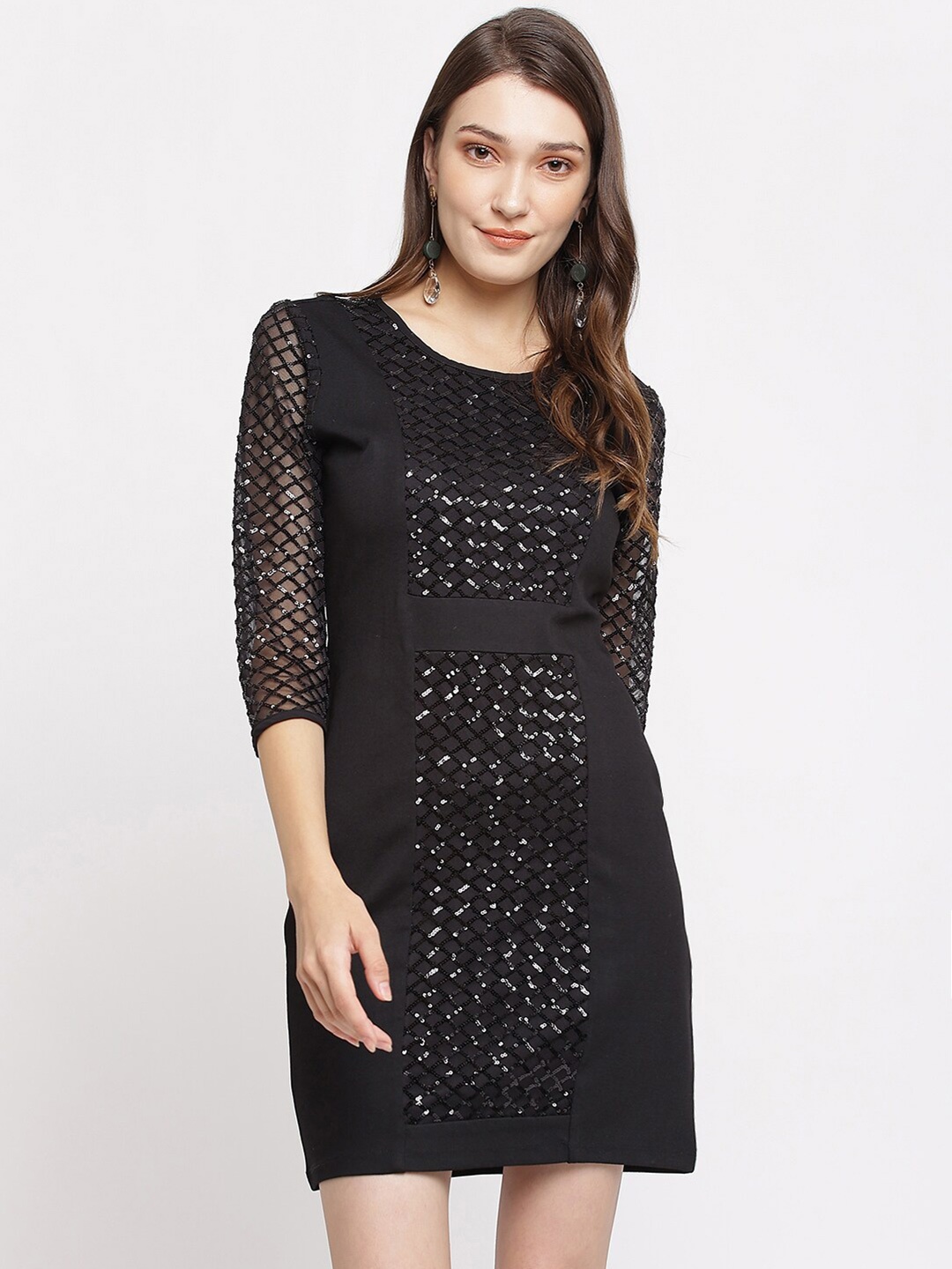 

Latin Quarters Black Sequined Sheath Dress