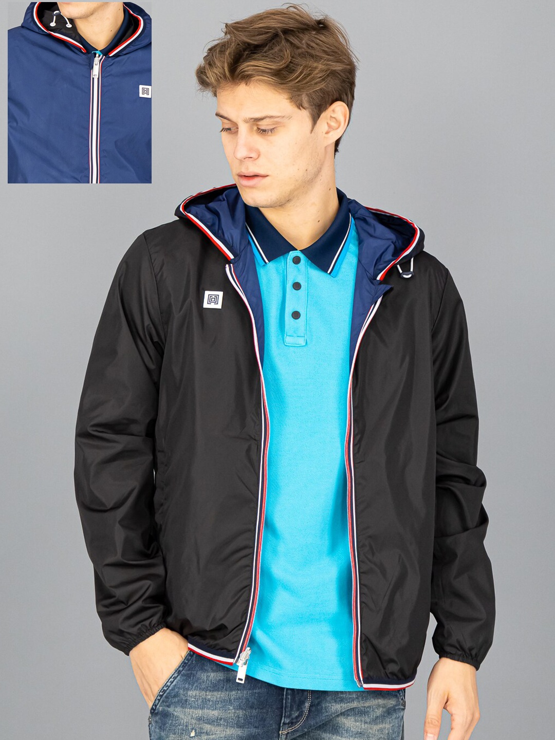 

FREESOUL Men Blue& Black Reversible Tailored Jacket