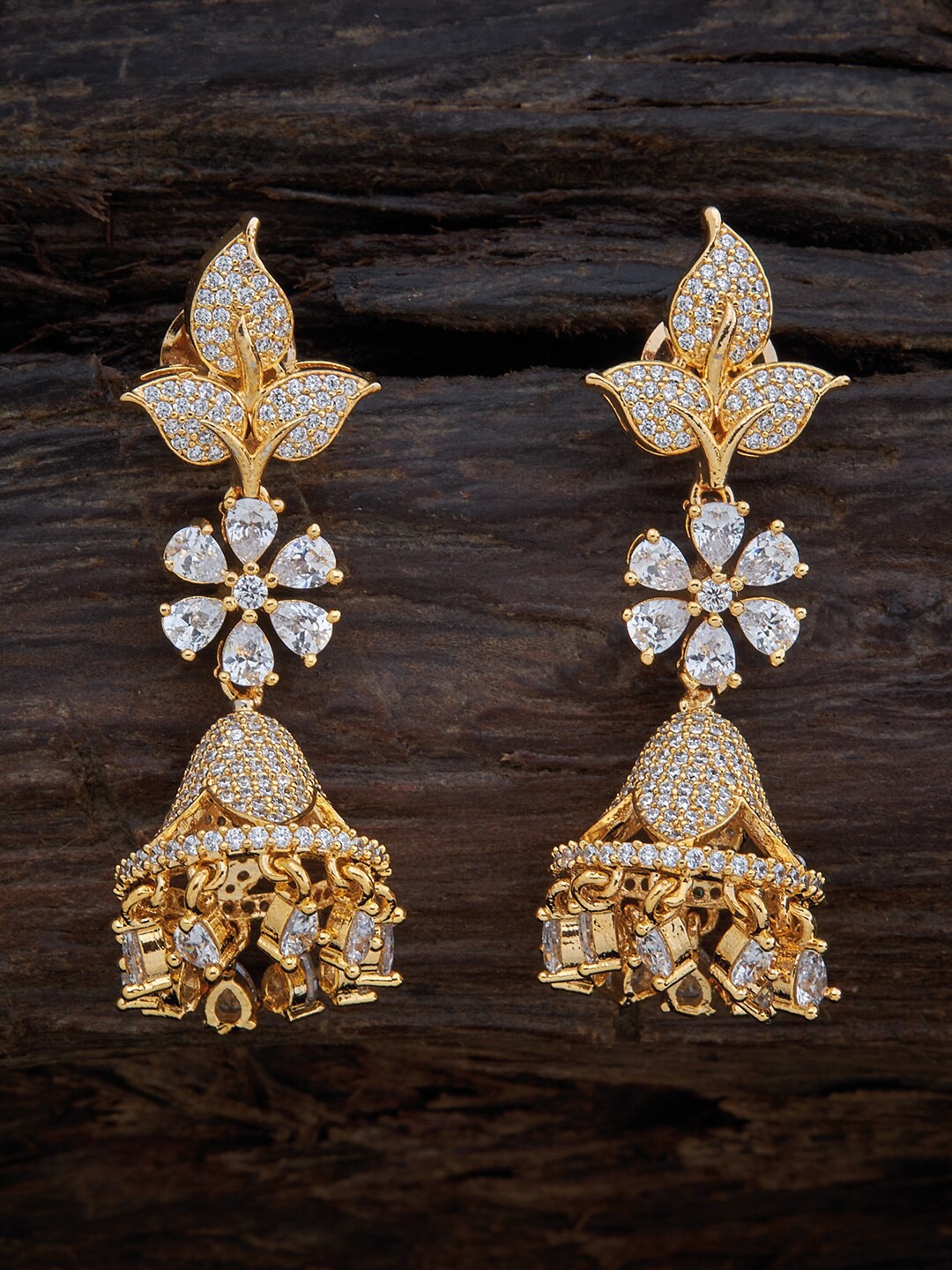 

Kushal's Fashion Jewellery Women Gold Plated Jhumkas Earrings, White