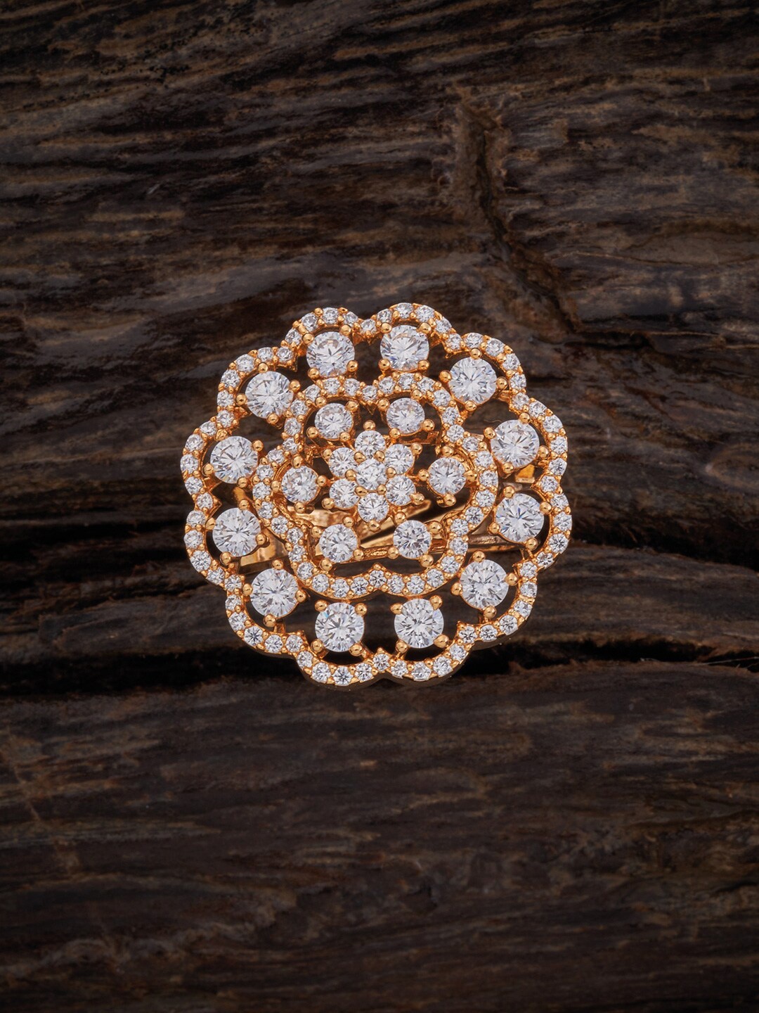 

Kushal's Fashion Jewellery Women White Gold Plated CZ-Studded Finger Ring