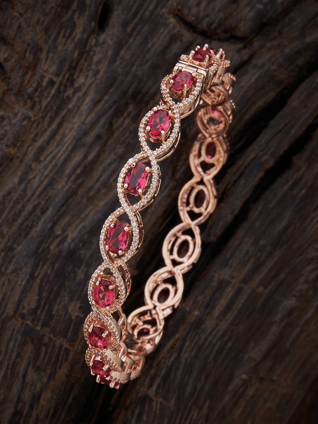 

Kushal's Fashion Jewellery Rose Gold-Plated Pink CZ-Studded Bangle