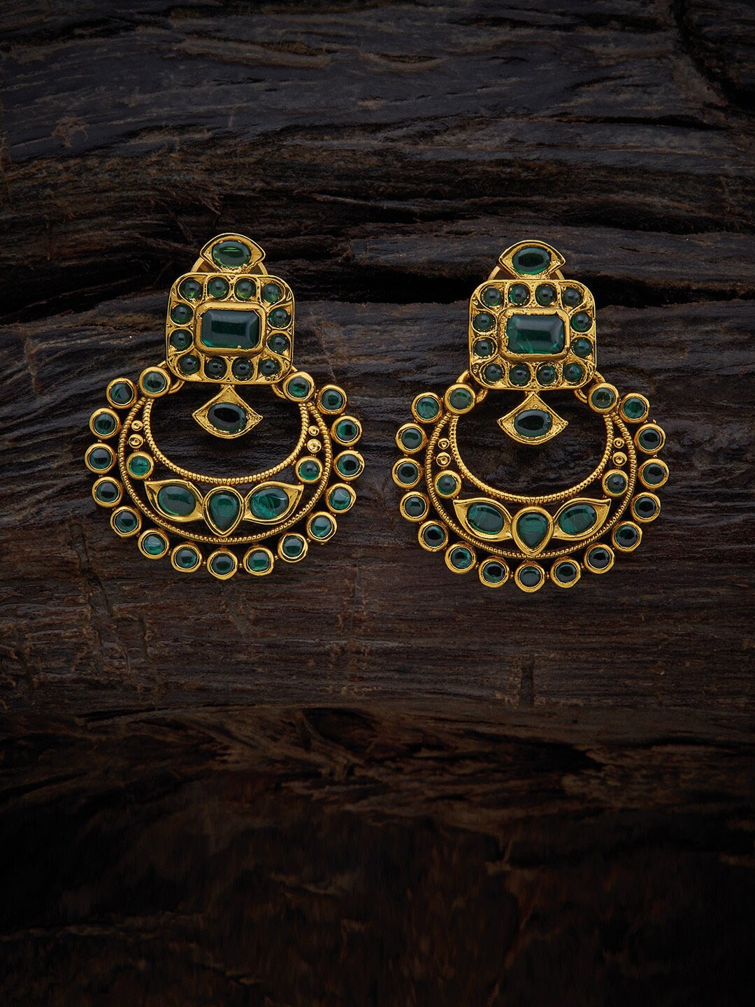 

Kushal's Fashion Jewellery Green Contemporary Chandbalis Earrings