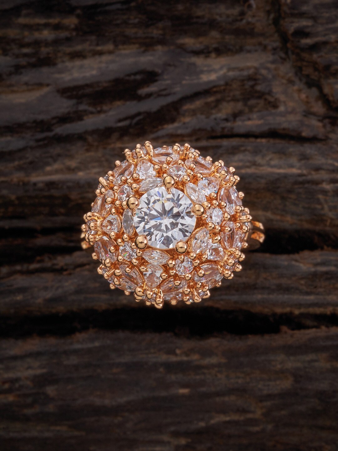 

Kushal's Fashion Jewellery Gold-Plated Cubic Zirconia Finger Ring