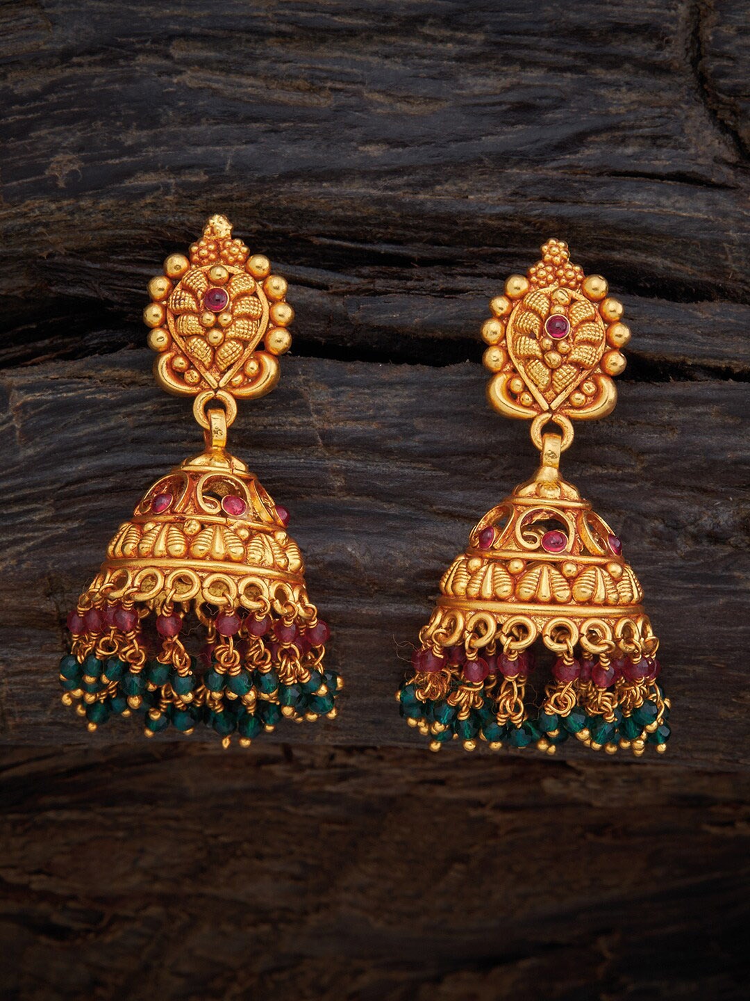 

Kushal's Fashion Jewellery Women Red Contemporary Jhumka Earrings