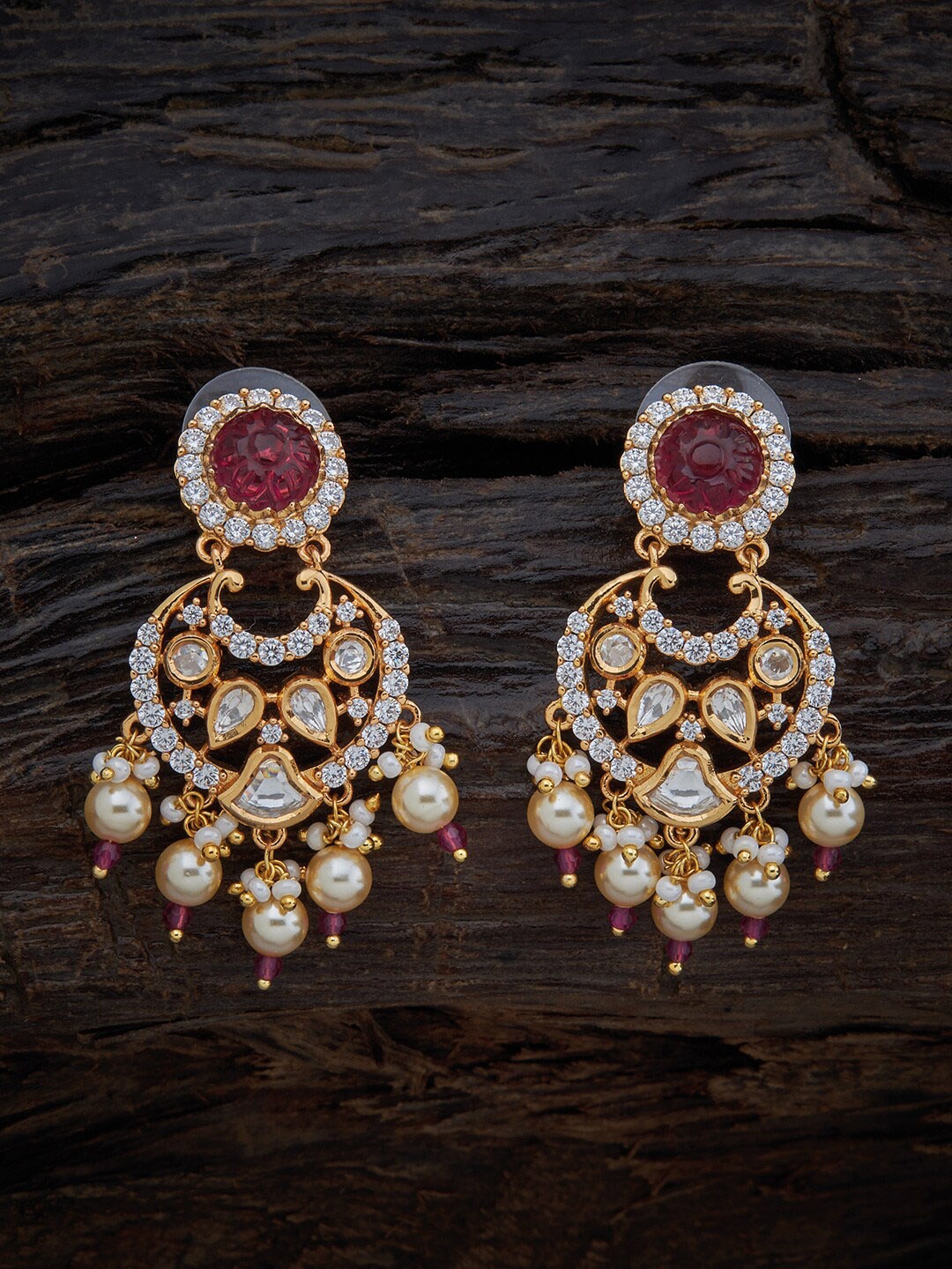 

Kushal's Fashion Jewellery Green & Maroon Gold Plated Contemporary Drop Earrings