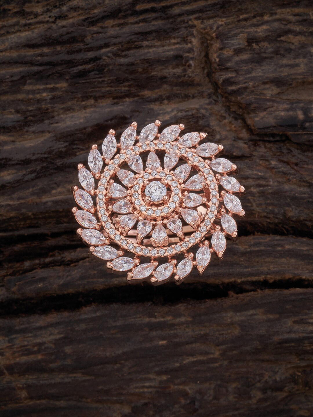 

Kushal's Fashion Jewellery Women Rose Gold-Plated & White CZ-Studded Finger Ring