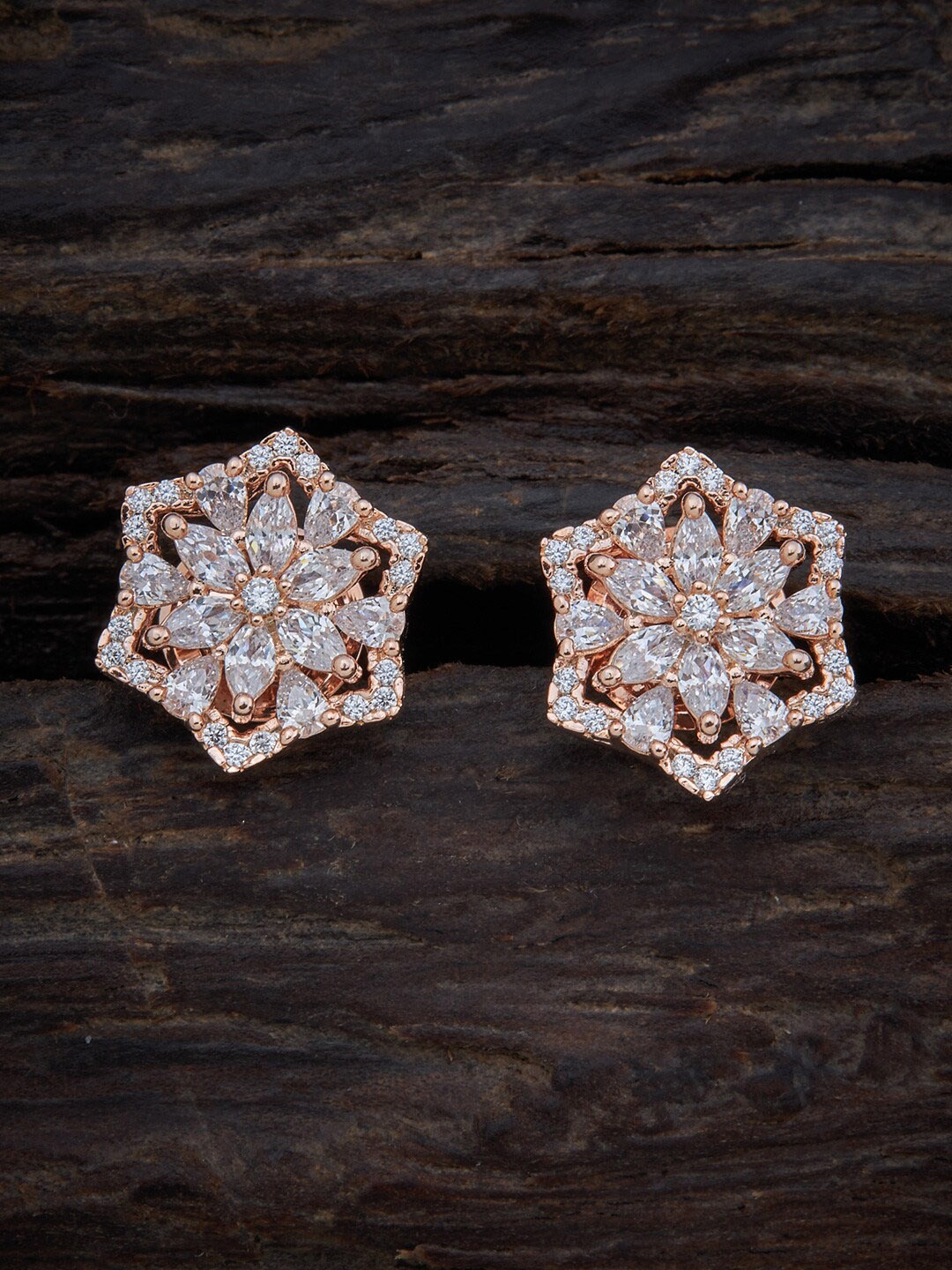 

Kushal's Fashion Jewellery Rose Gold-Plated White Contemporary Studs Earrings