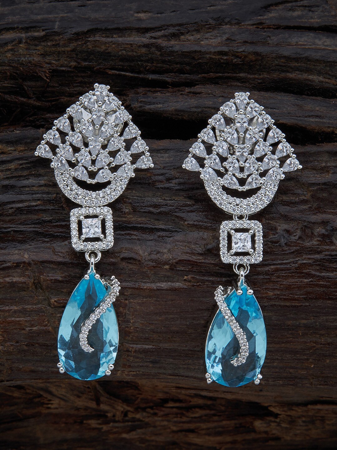 

Kushal's Fashion Jewellery Sea Green Cubic Zirconia Contemporary Drop Earrings