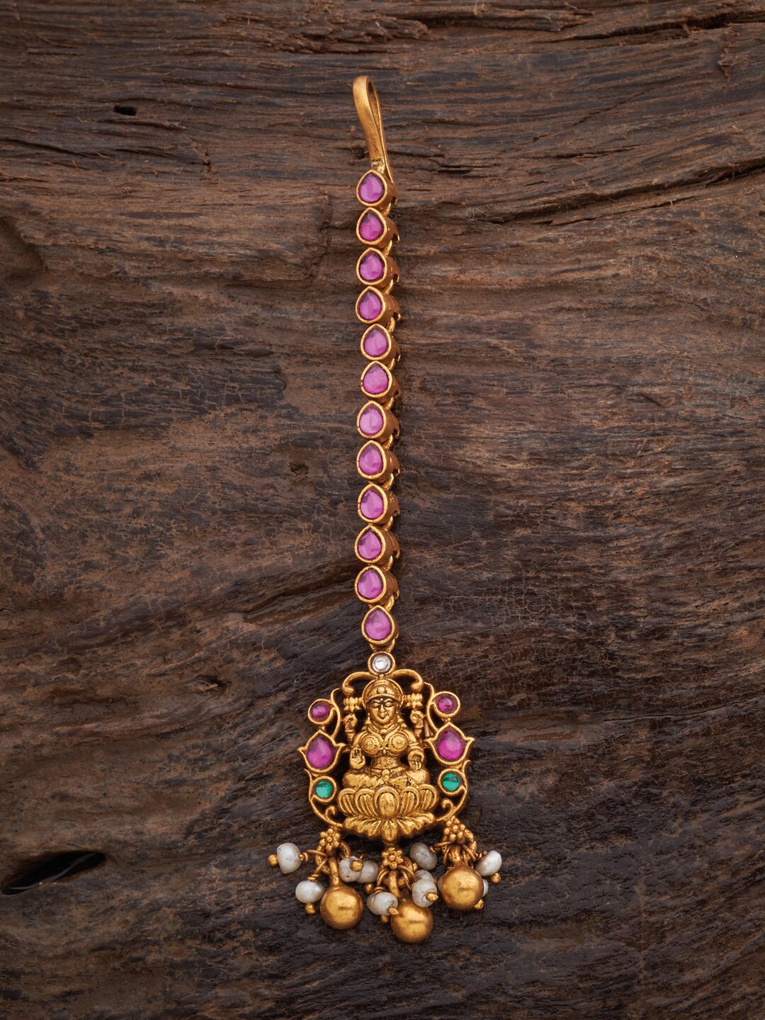

Kushal's Fashion Jewellery Gold-Plated & Pink Stone-Studded Head Jewellery