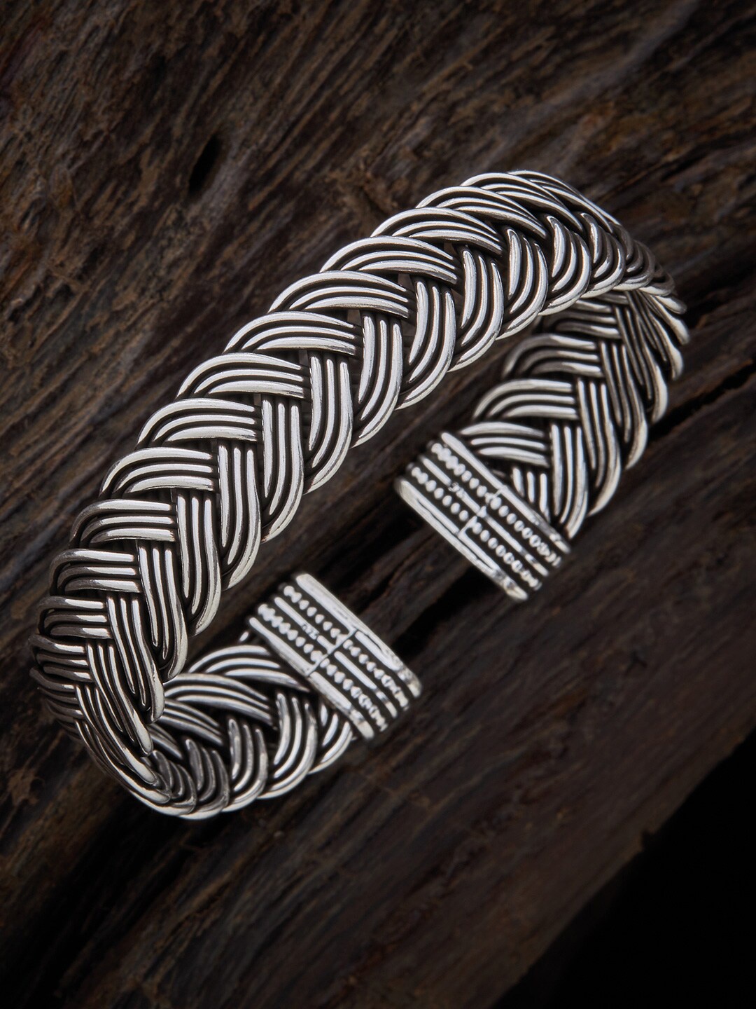 

Kushal's Fashion Jewellery Women Silver-Plated Silver Oxidised Kada Bracelet