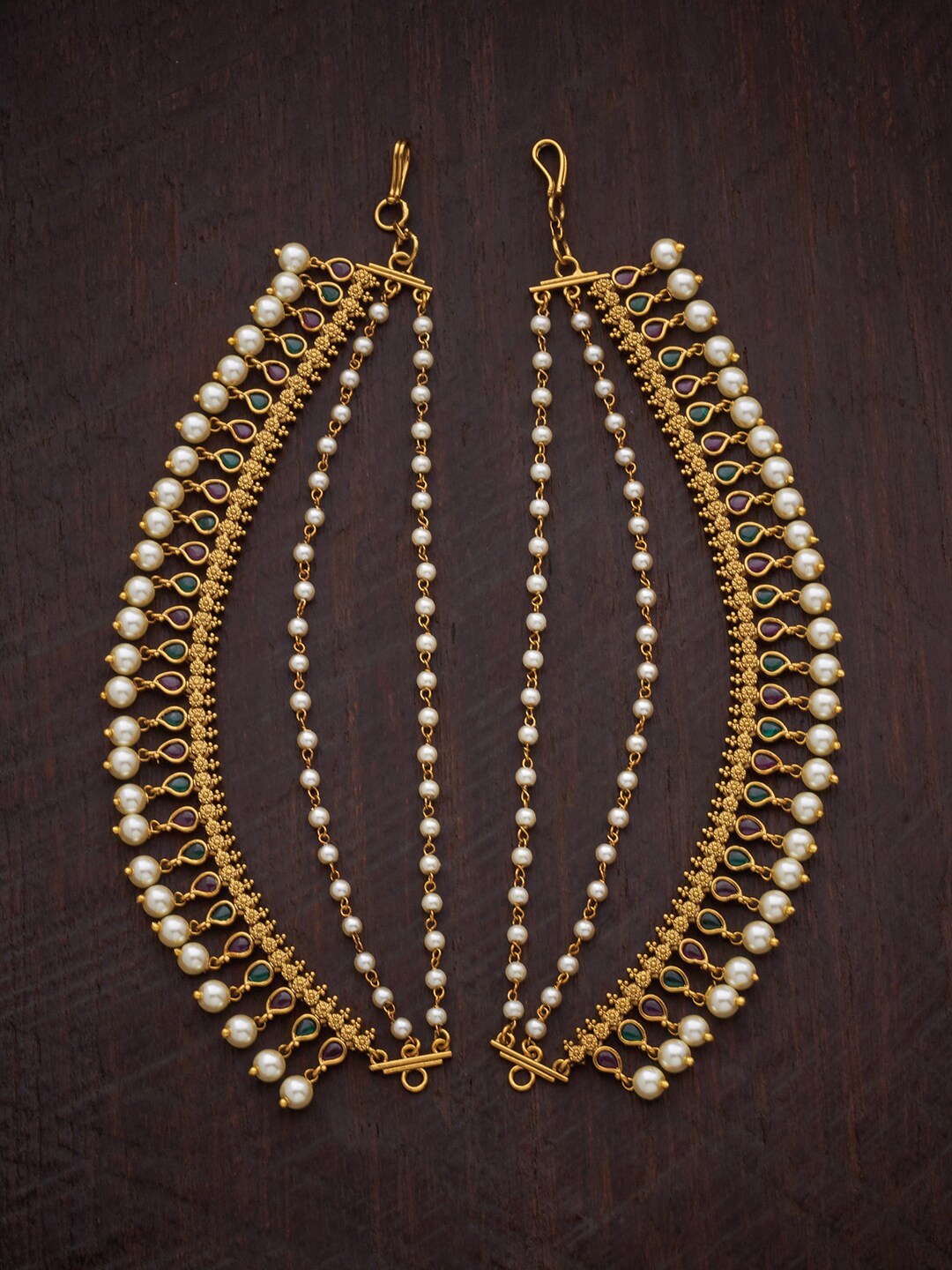 

Kushal's Fashion Jewellery Women Gold-Toned & Green Beaded Hair Accessory Set of