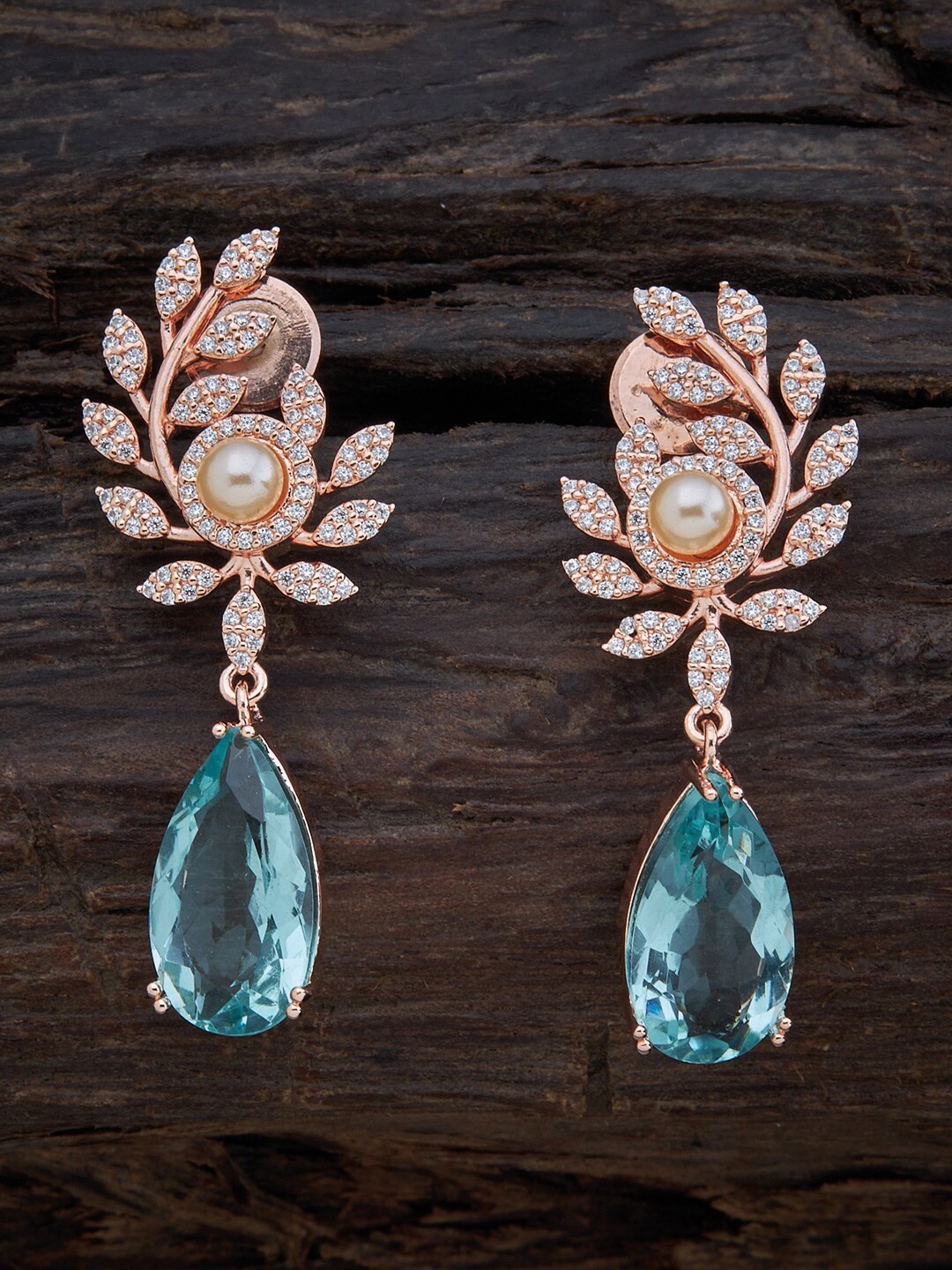 

Kushal's Fashion Jewellery Sea Green & Rose Gold Contemporary Studs Earrings