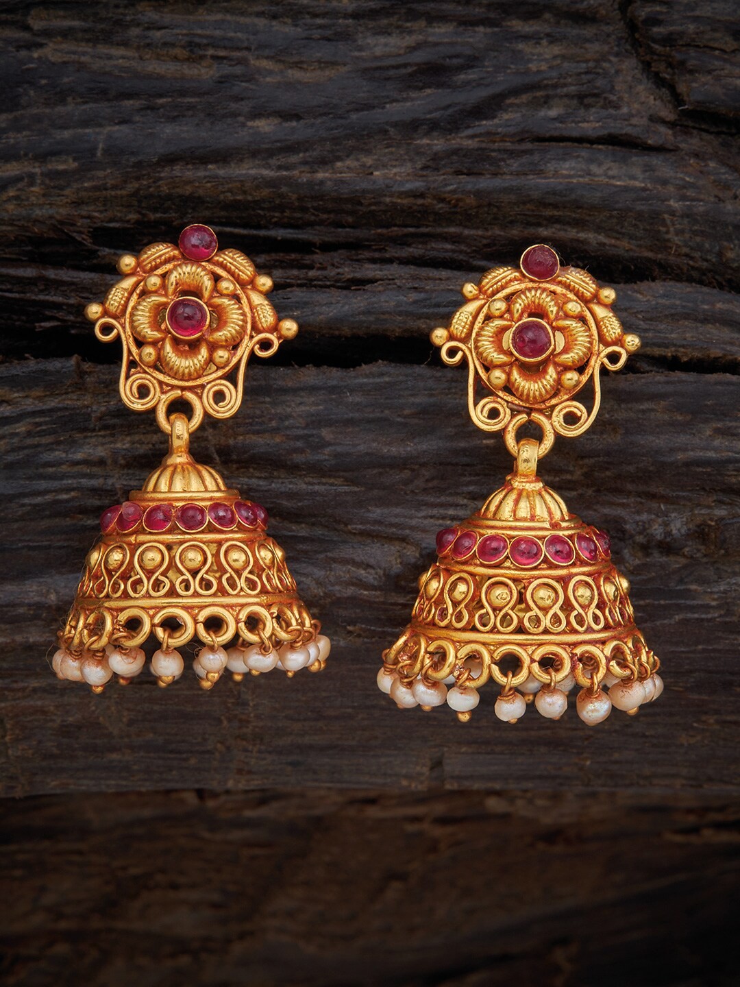

Kushal's Fashion Jewellery Green Contemporary Jhumkas Earrings