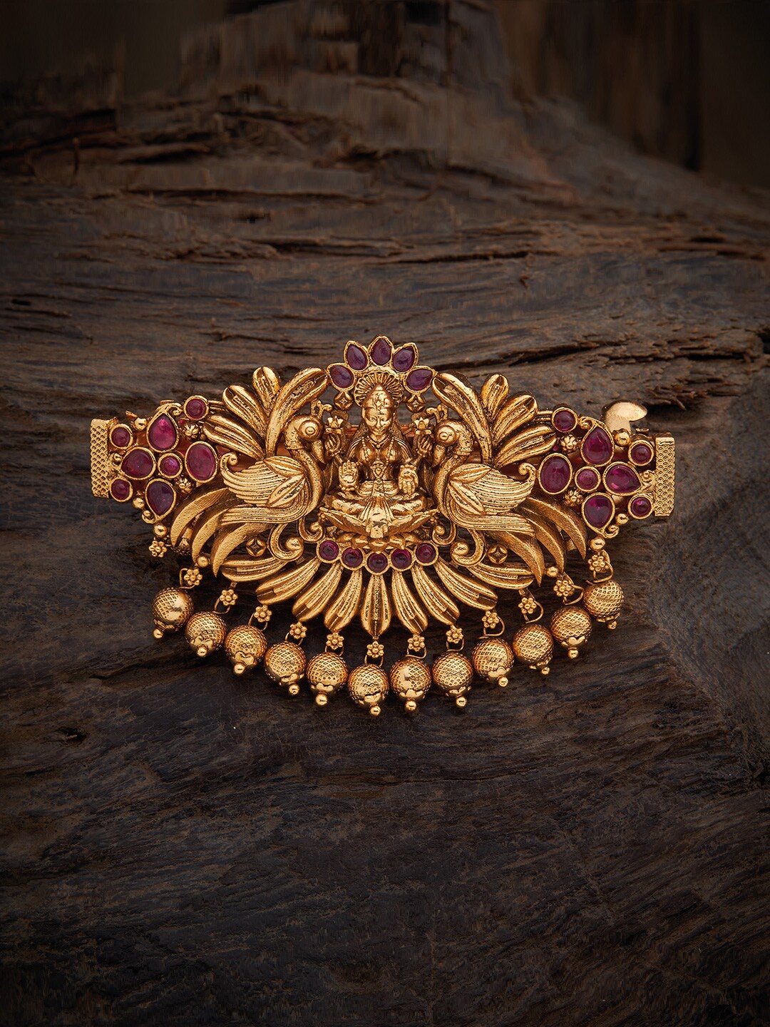 

Kushal's Fashion Jewellery Women Gold-Toned & Green Embellished French Barrette