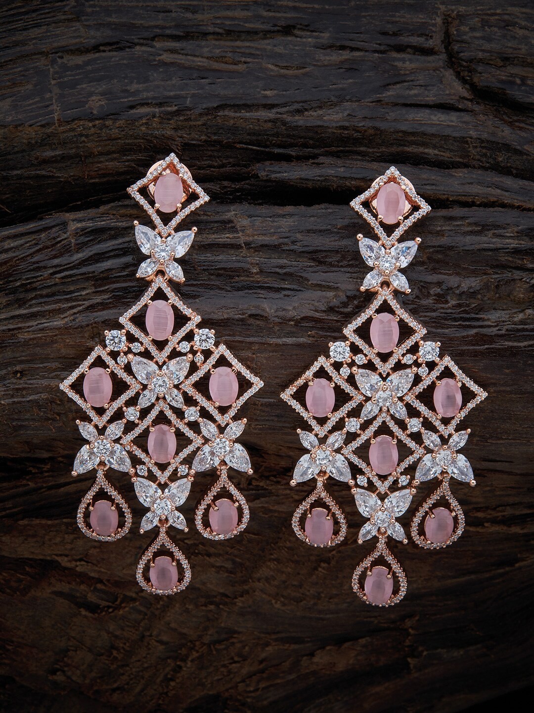

Kushal's Fashion Jewellery Women Pink Rose Gold-Plated Contemporary Drop Earrings