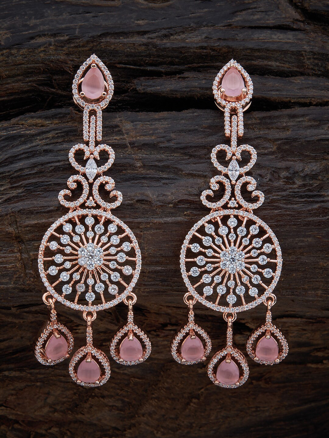 

Kushal's Fashion Jewellery Rose Gold Plated Pink & White Contemporary Drop Earrings