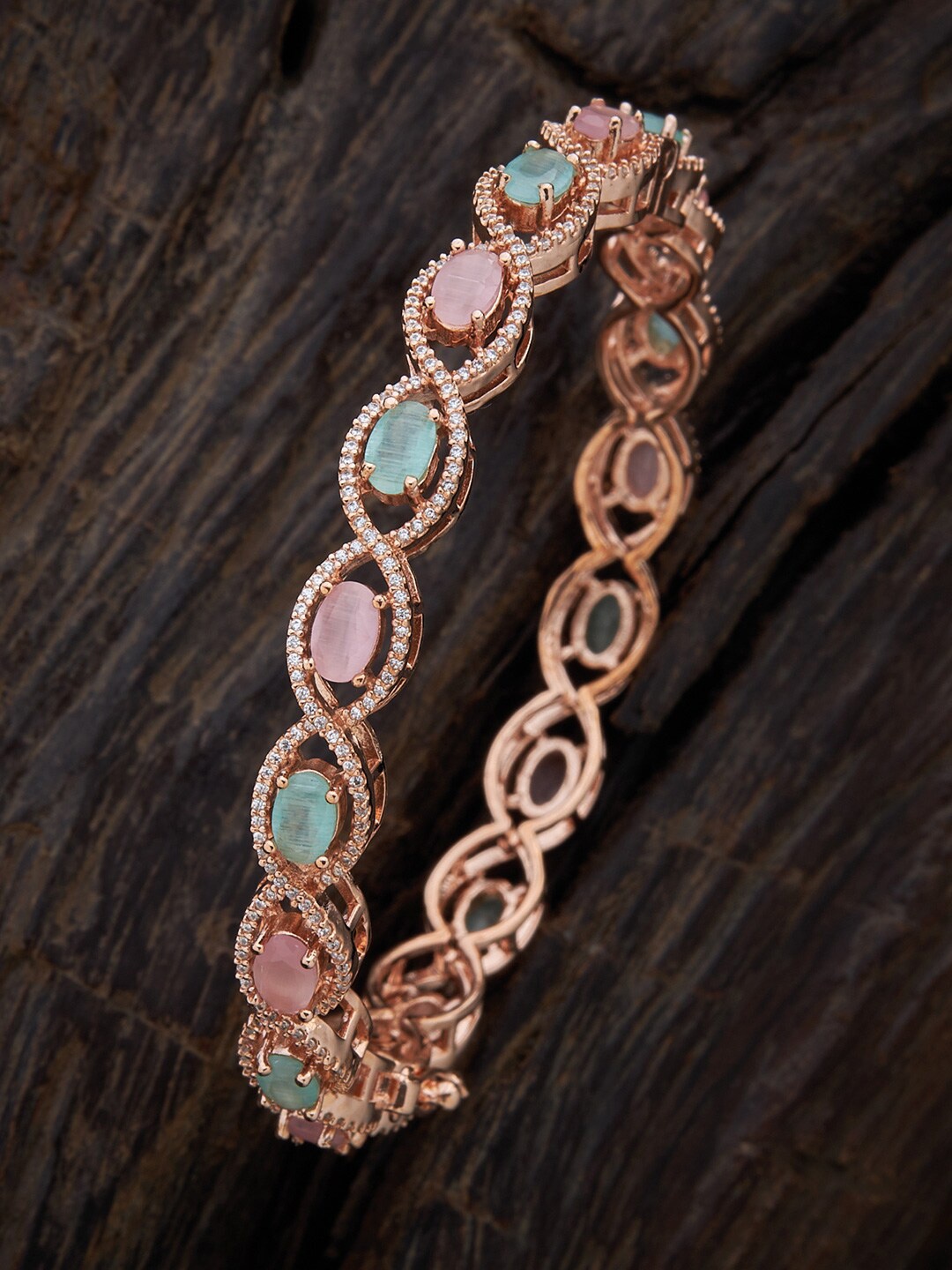 

Kushal's Fashion Jewellery Rose Gold-Plated & Pink CZ Studded Bangles