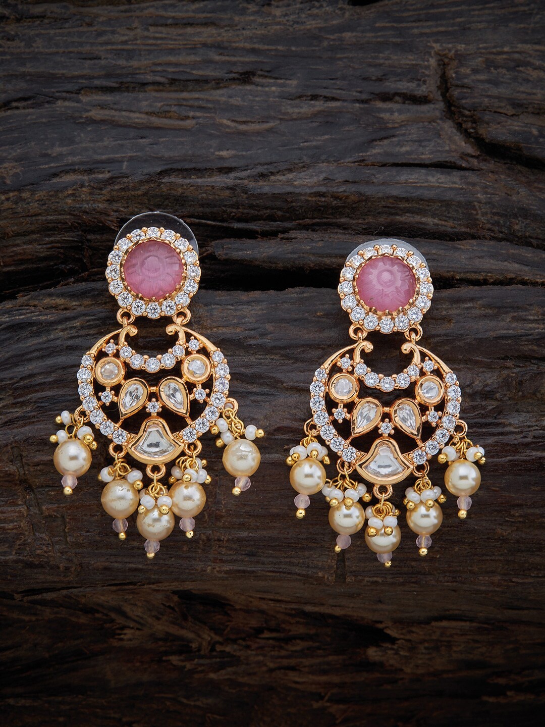 

Kushal's Fashion Jewellery Women Pink Gold Plated Drop Earrings