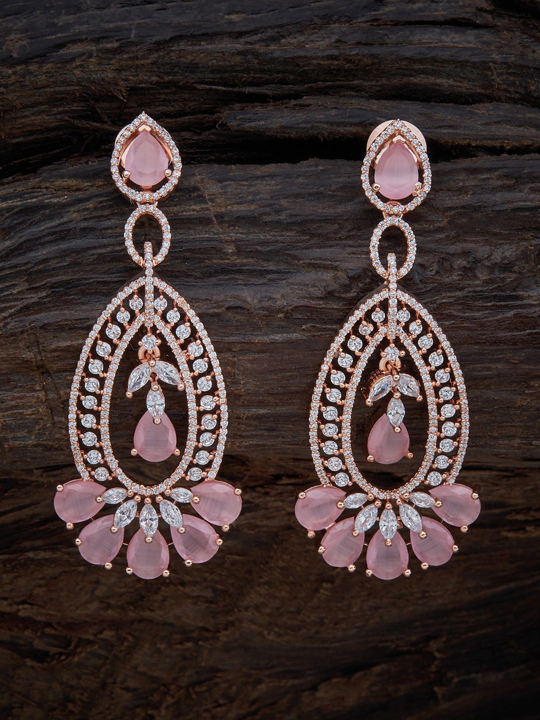 

Kushal's Fashion Jewellery Women Rose Gold Plated Pink Contemporary Drop Earrings
