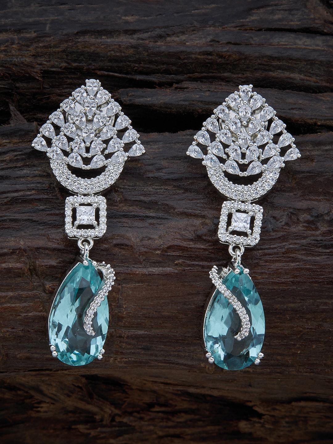 

Kushal's Fashion Jewellery Sea Green Contemporary Sparkling Cubic Zirconia Drop Earrings