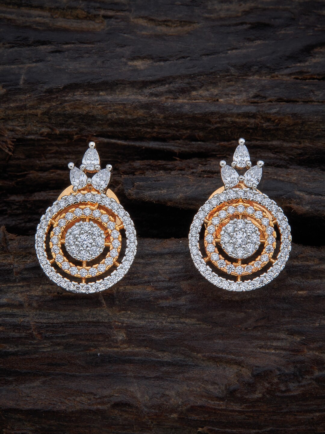 

Kushal's Fashion Jewellery White & Gold Plated Contemporary Studs Earrings