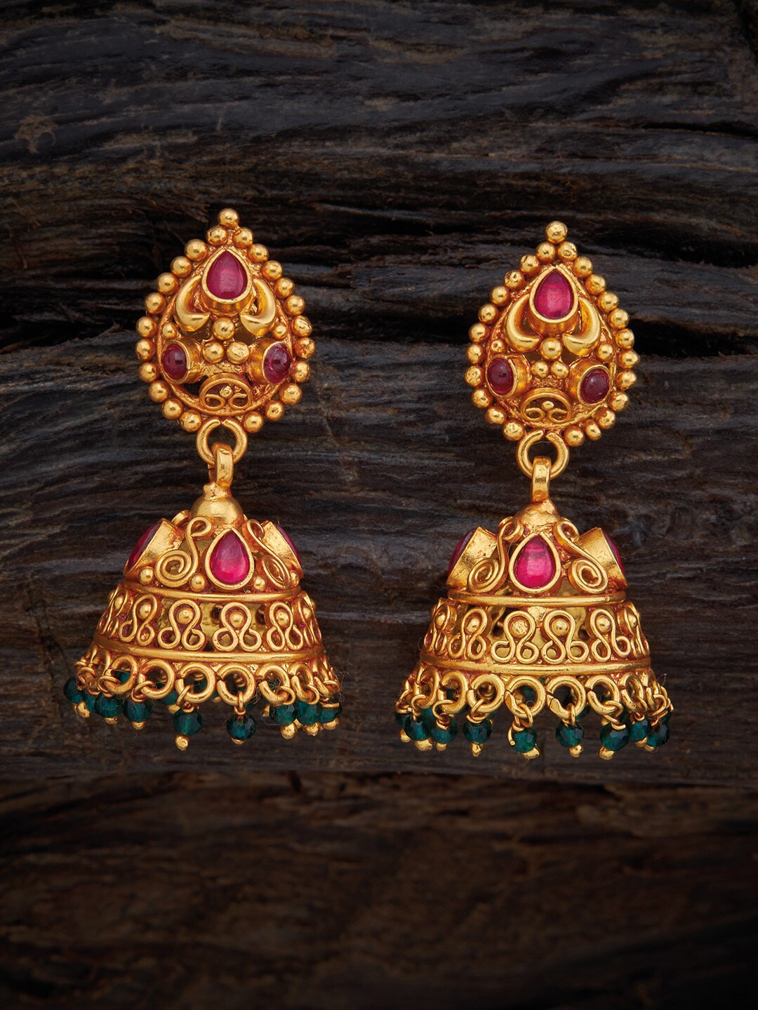 

Kushal's Fashion Jewellery Red Contemporary Jhumkas Earrings