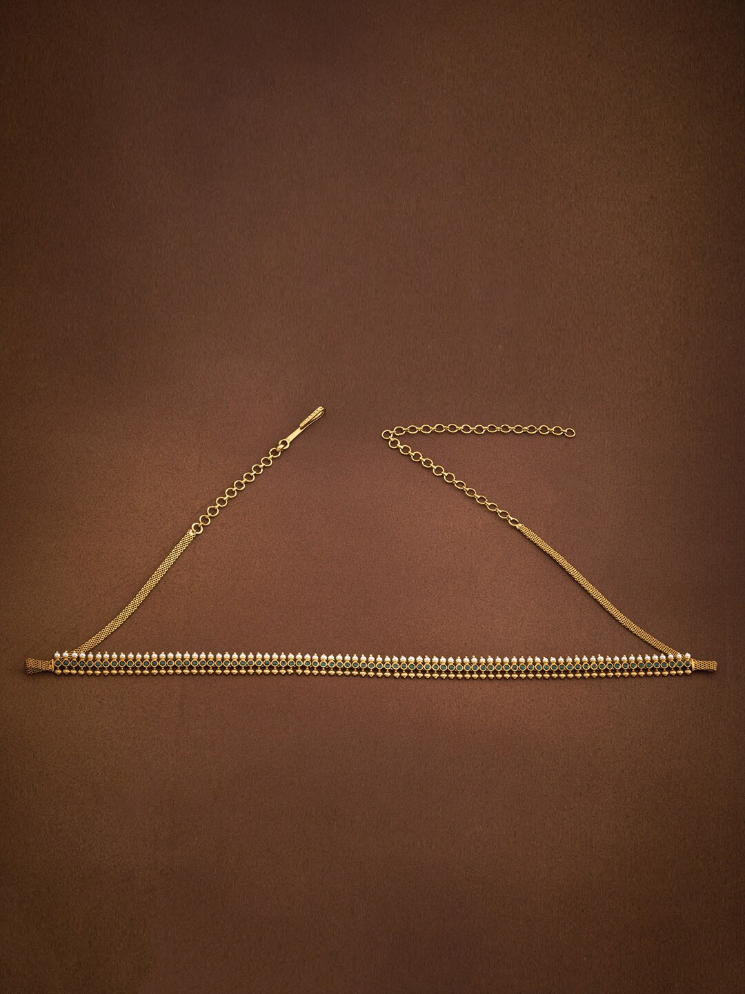 

Kushal's Fashion Jewellery Gold-Toned Green CZ Studded Kamarbandh