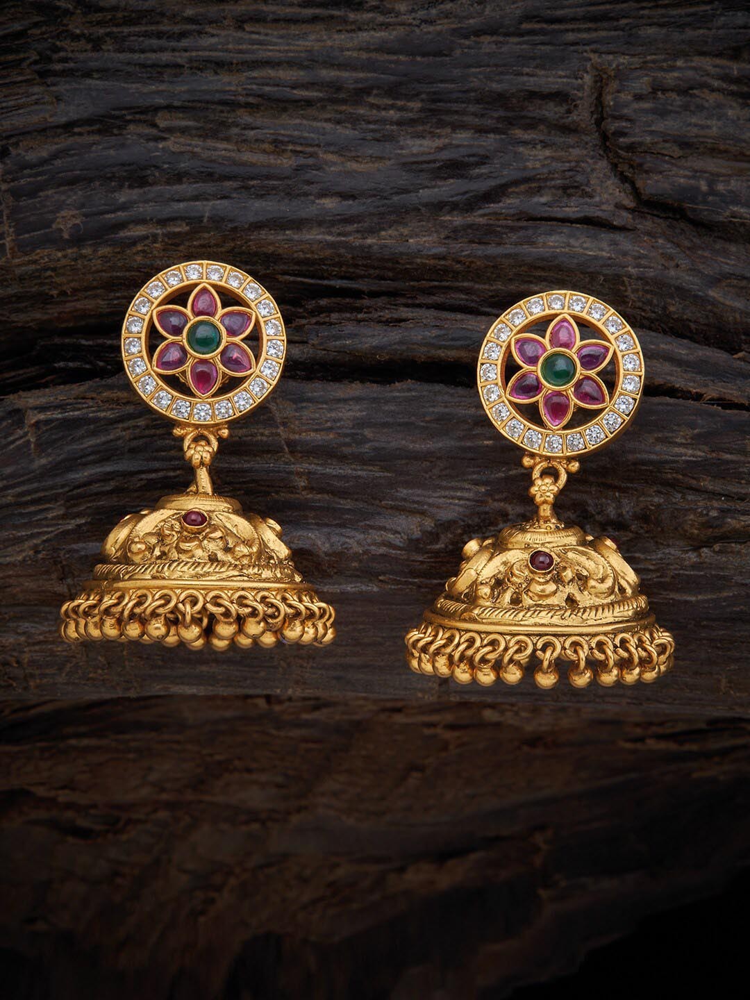 

Kushal's Fashion Jewellery Red Contemporary Jhumkas Earrings