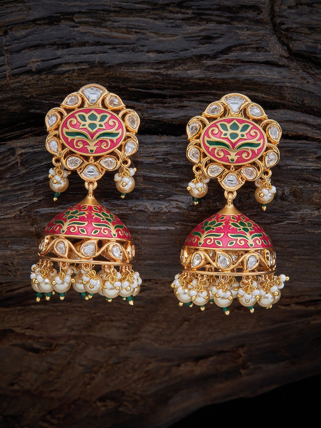 

Kushal's Fashion Jewellery Green Dome Shaped Jhumkas Earrings