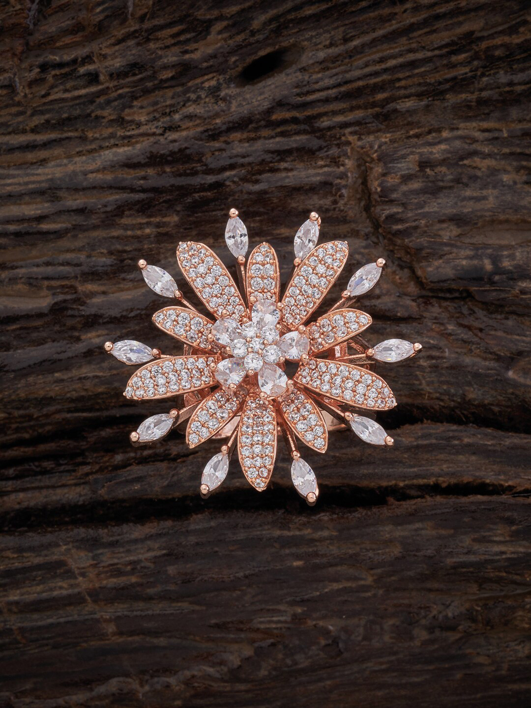 

Kushal's Fashion Jewellery Rose Gold-Plated & White Cubic Zirconia Finger Ring