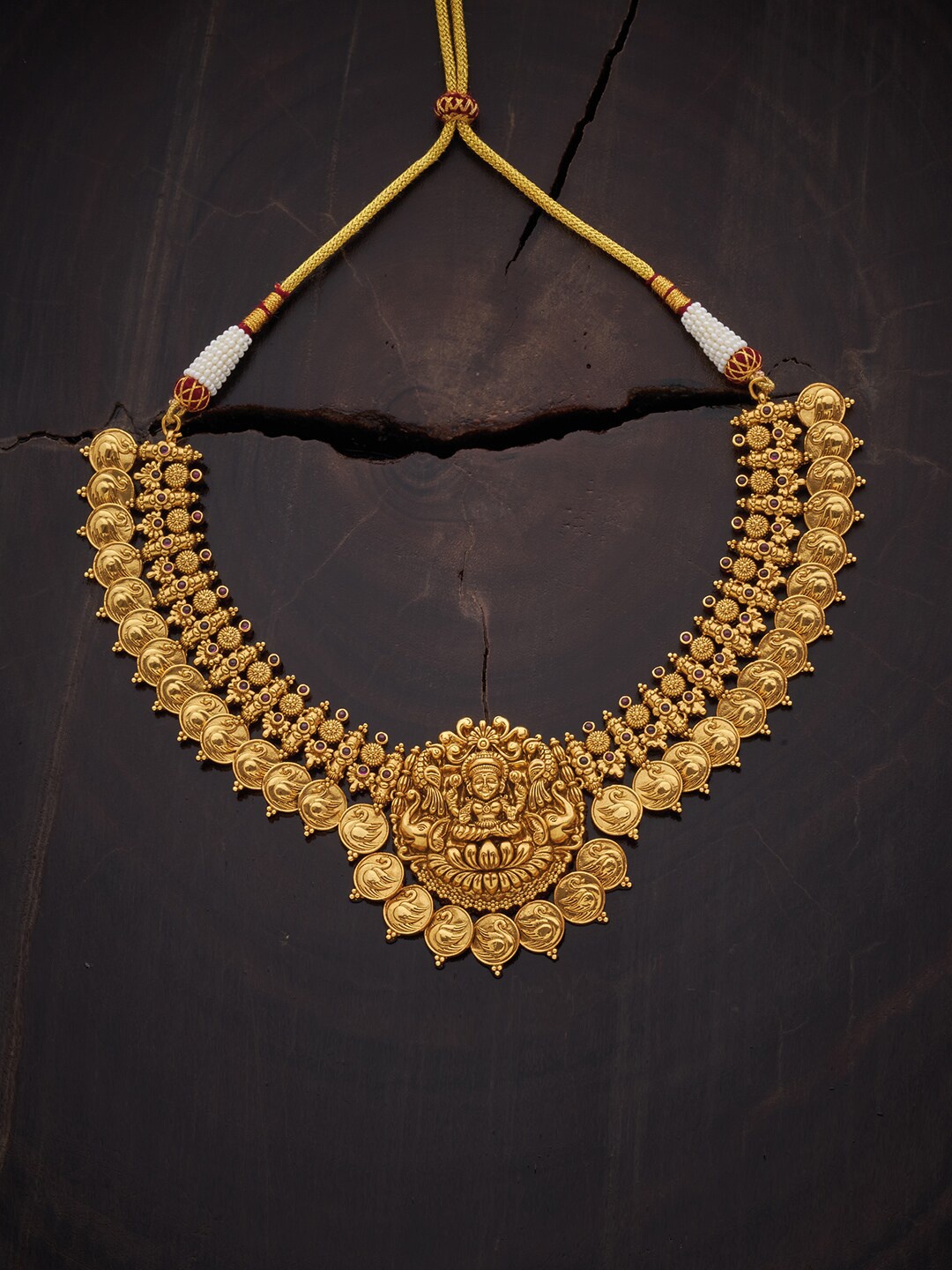 

Kushal's Fashion Jewellery Gold-Toned & Green Gold-Plated Temple Necklace