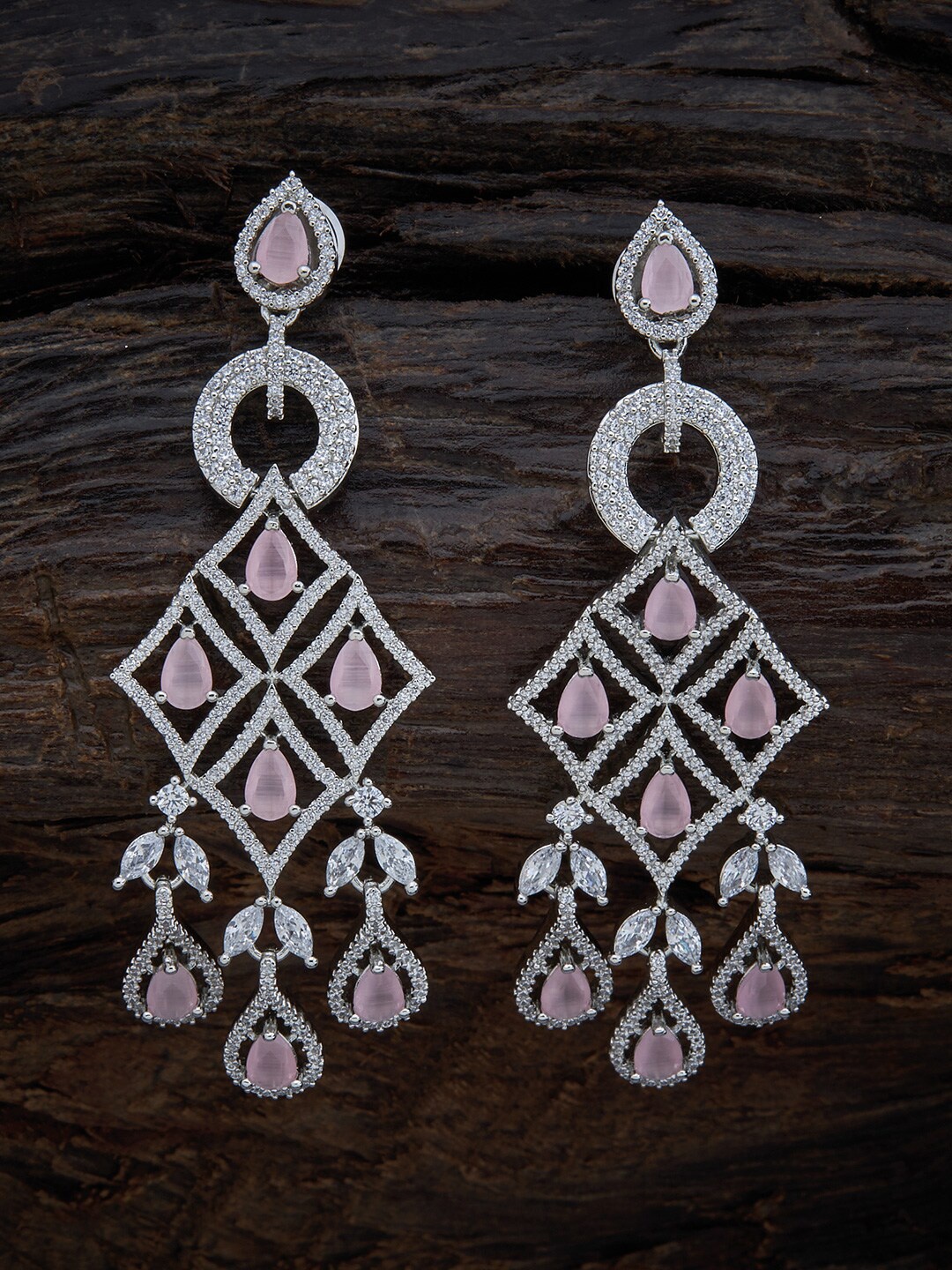 

Kushal's Fashion Jewellery Women Pink Rhodium Plated Drop Earrings