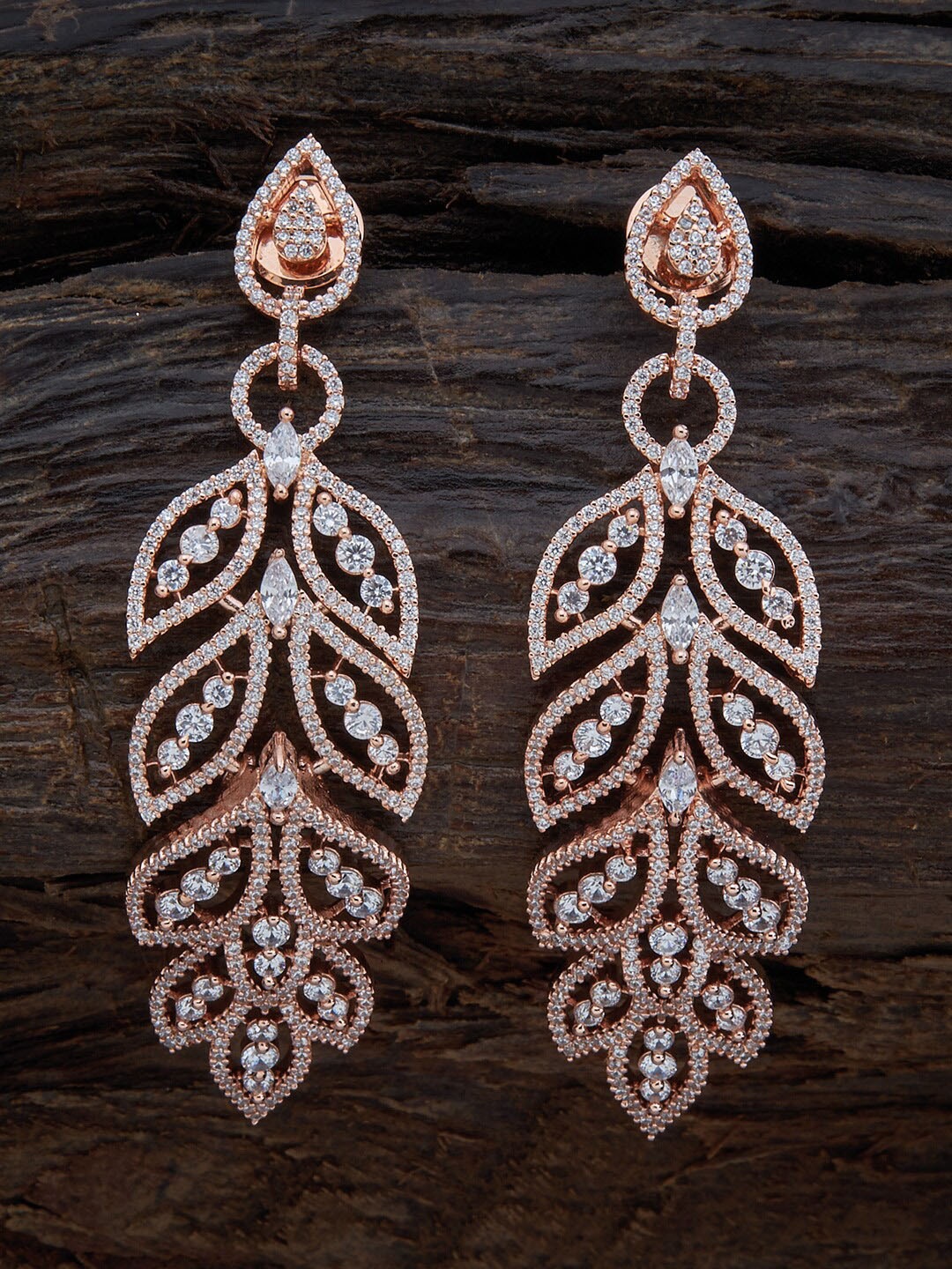 

Kushal's Fashion Jewellery White Rose-Gold Plated Contemporary Drop Earrings