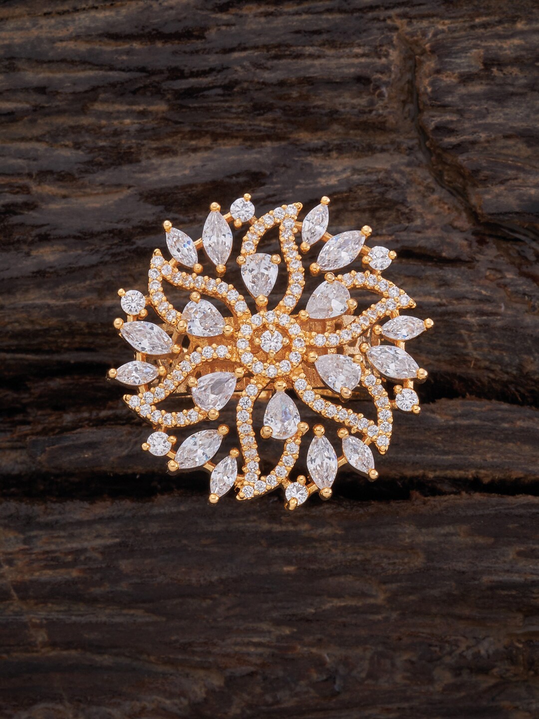 

Kushal's Fashion Jewellery Gold-Plated Gold-Colored Cubic Zirconia Finger Ring
