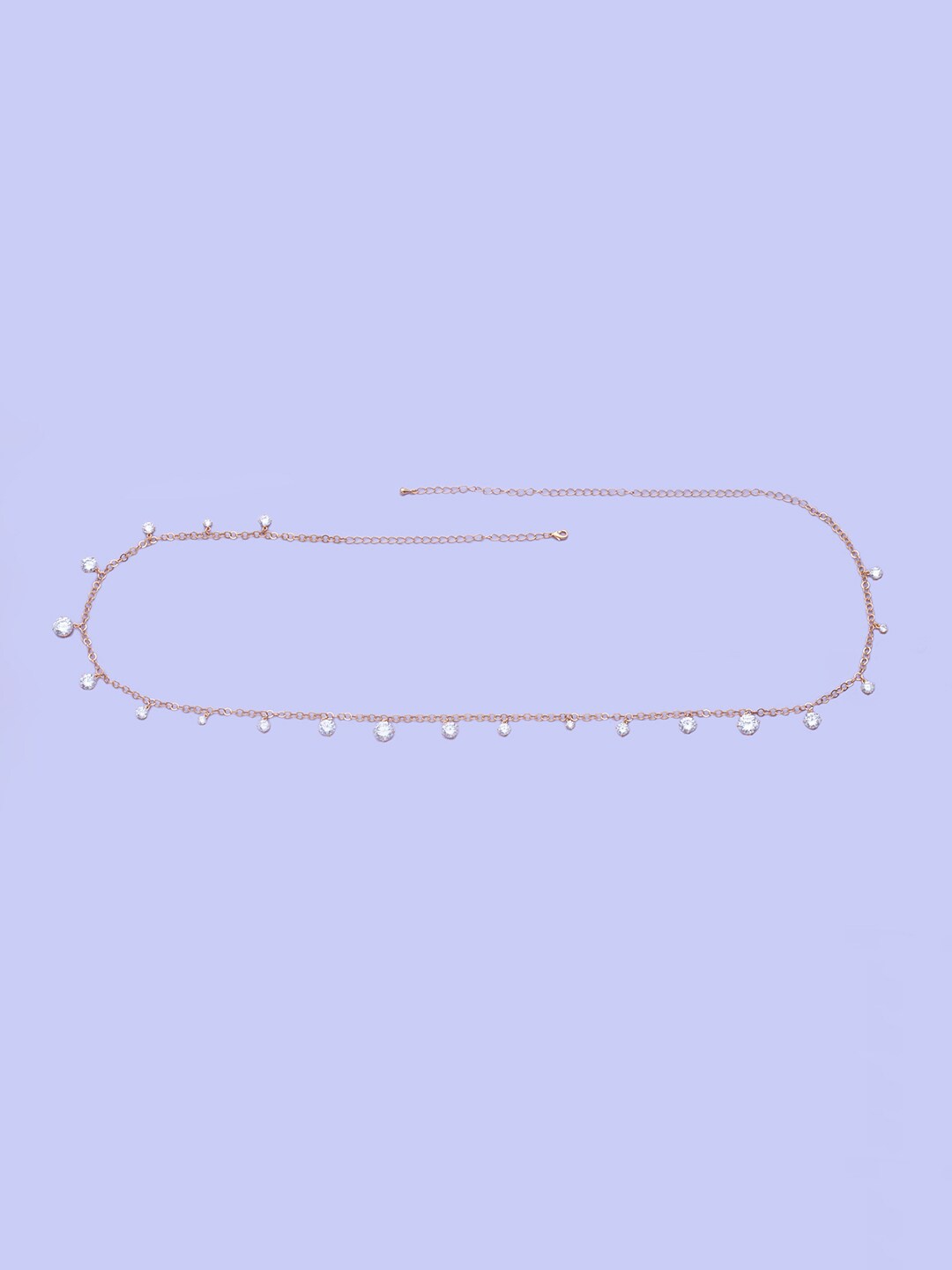 

Kushal's Fashion Jewellery Gold Plated White Cubic Zirconia Studded Waist Chain