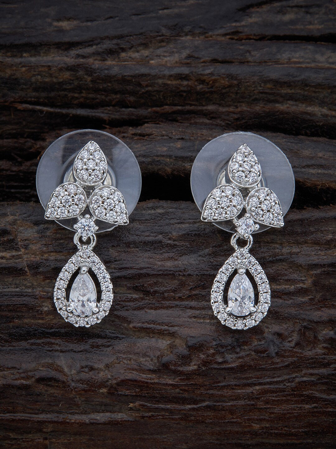 

Kushal's Fashion Jewellery White Rhodium Plated Drop Earrings