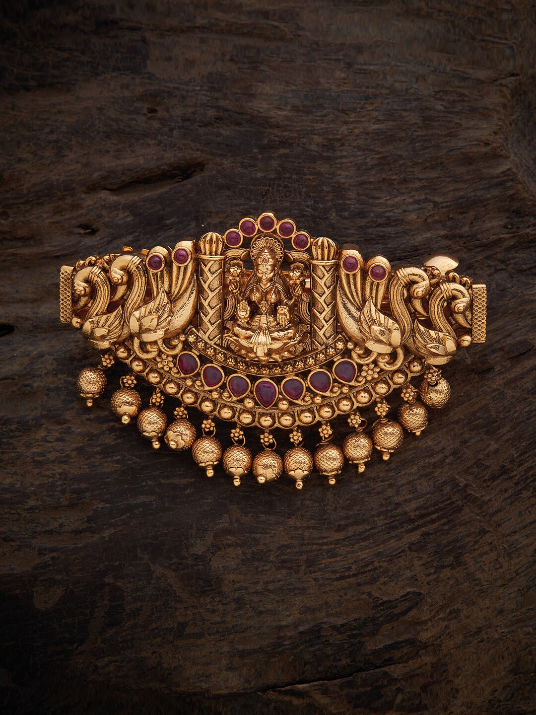 

Kushal's Fashion Jewellery Women Gold-Toned & Red Embellished French Barrette