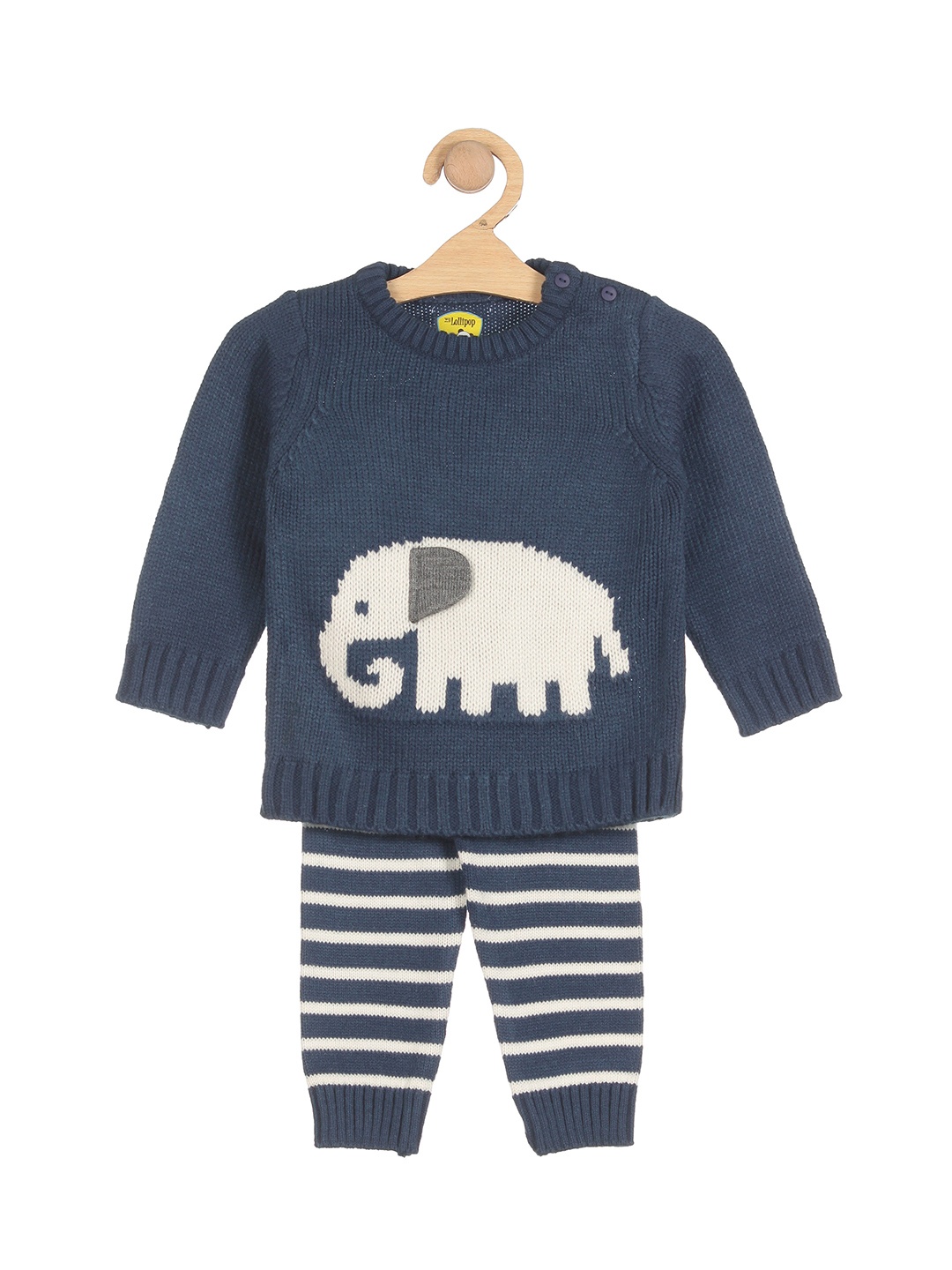 

Lil Lollipop Unisex Kids Navy Blue & White T-shirt with Trousers