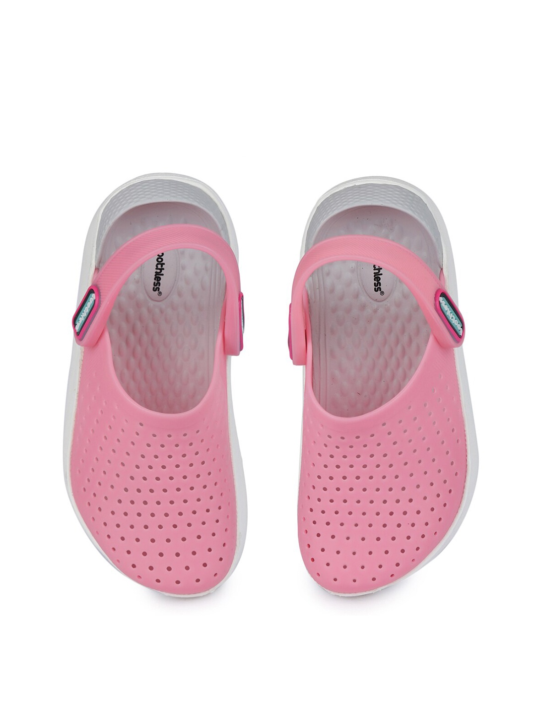 

toothless Girls Pink & White Rubber Clogs
