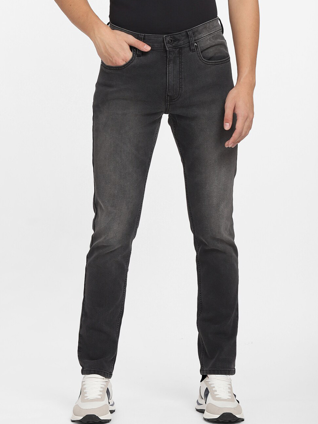 

Jack & Jones Men Grey Slim Fit Low-Rise Heavy Fade Jeans