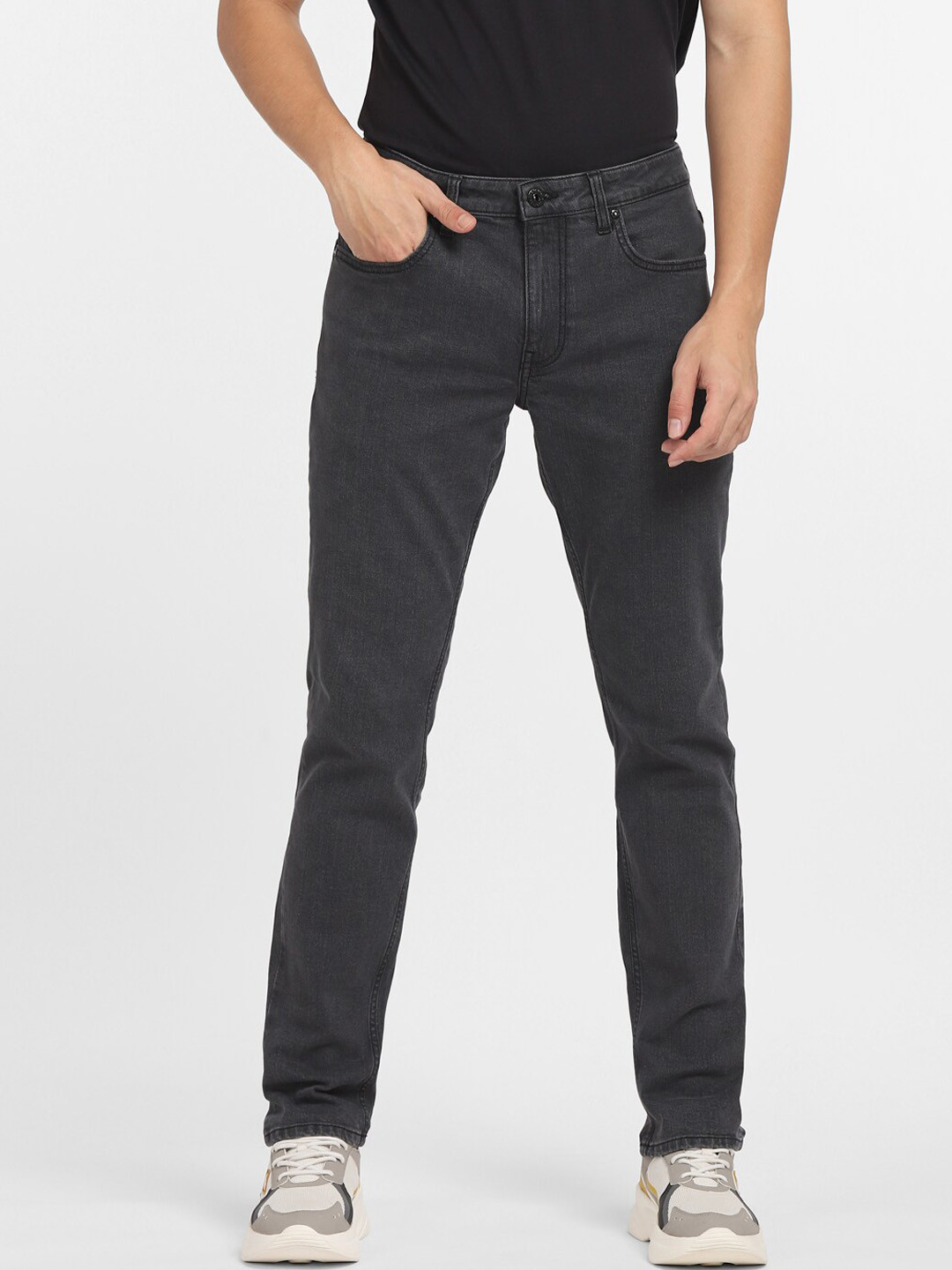 

Jack & Jones Men Grey Slim Fit Low-Rise Mildly Distressed Jeans