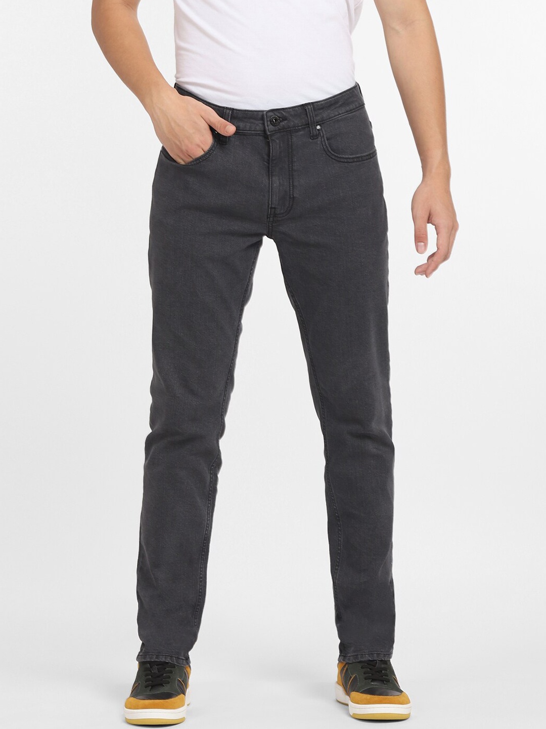 

Jack & Jones Men Grey Skinny Fit Low-Rise Low Distress Light Fade Jeans
