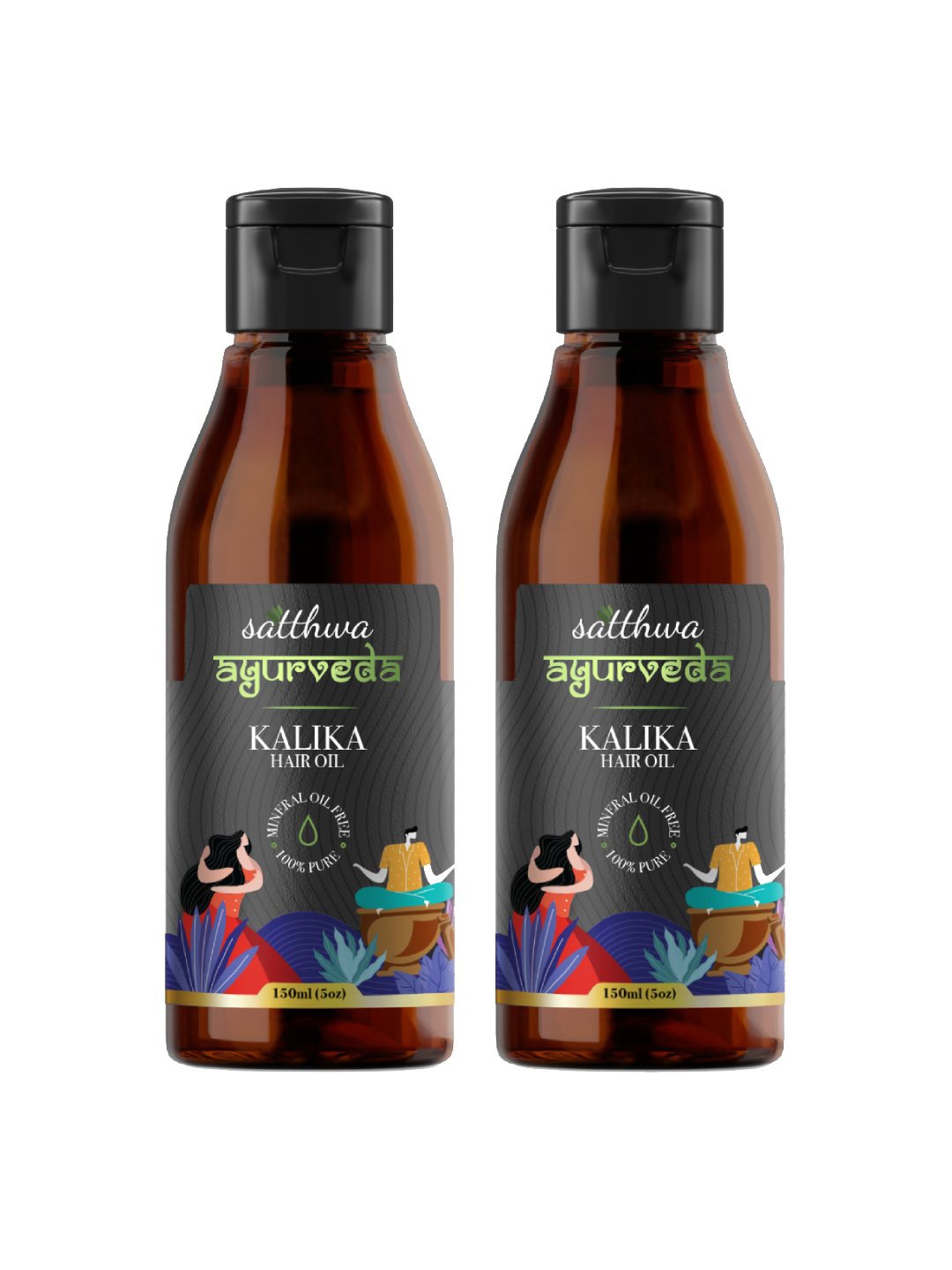 

Satthwa Set Of 2 Kalika Hair Oil 300ml, Gold