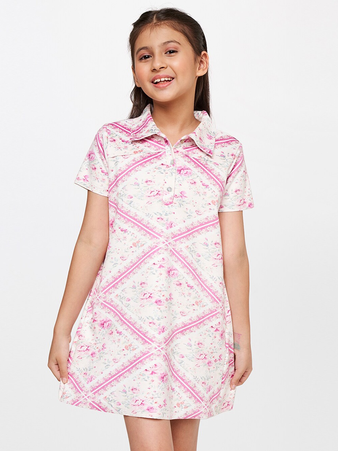 

AND Girls Pink Floral Shirt Dress